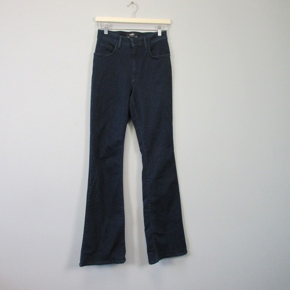 TEN Aritzia High Rise Flare Leg Jeans Women 27 Blue High Rise Dark Wash 620 - Picture 1 of 10